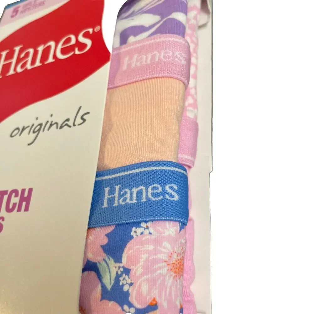 Hanes size 6 Girls Boyshorts & Hipsters, Cotton Stretch Underwear, 5 pk